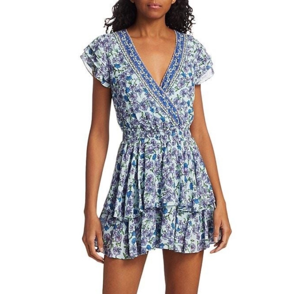 Alice + Olivia blue floral romper (dress has short underneath) - size 8